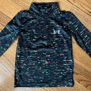 🆕 EUC Under Armour 1/4 zip pullover black neon space dye print